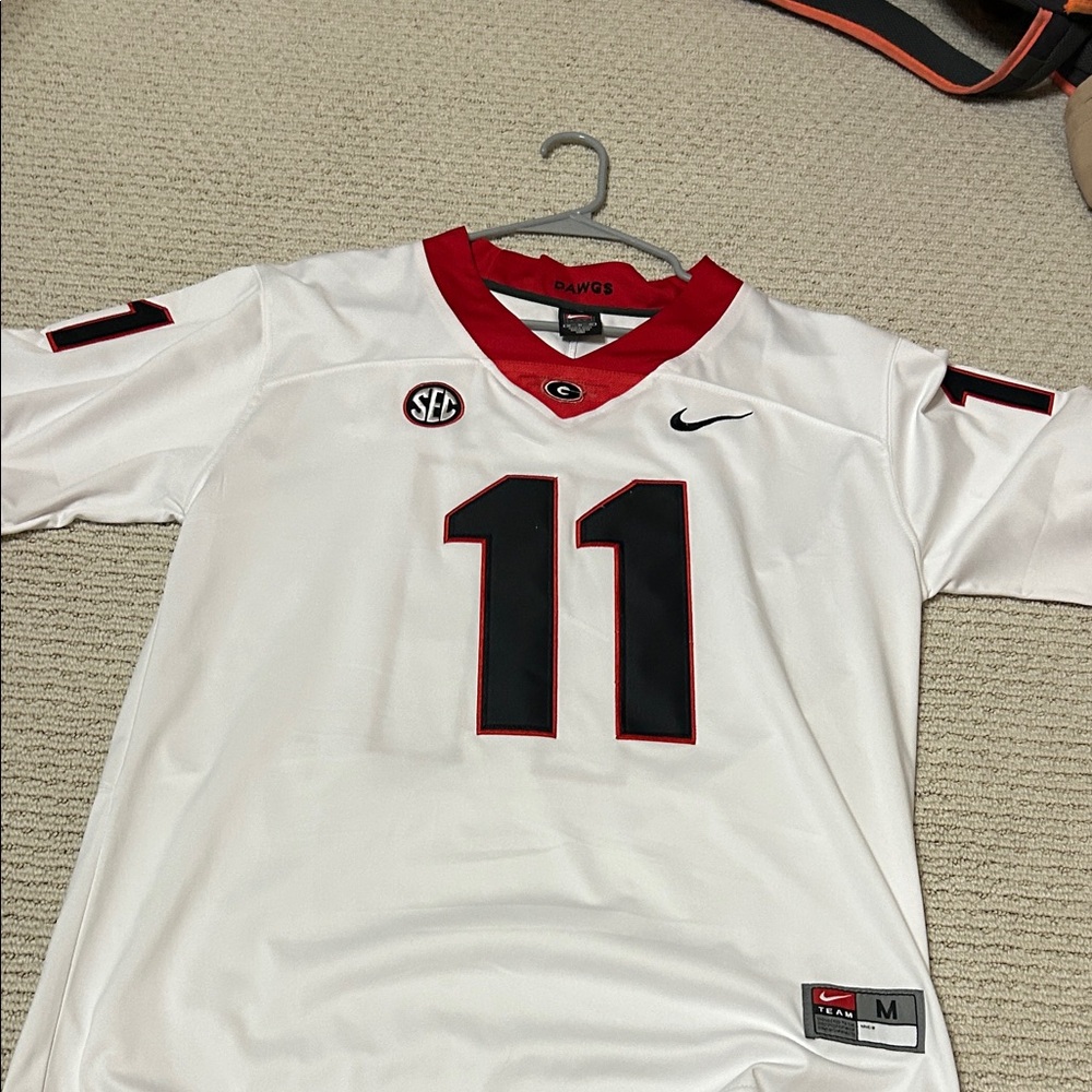Nike Men's Georgia White and Black Jake Fromm #11 Jersey with Red Accents